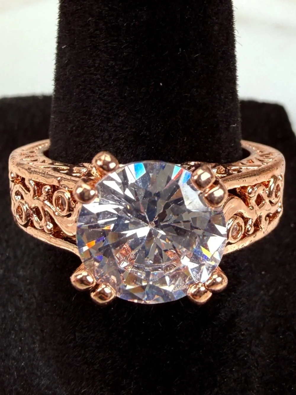 Pretty rose goldtone with clear bling size 7 1/2 ring